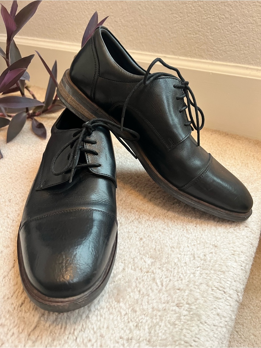 Josef Seibel Black Leather Men's Derby Shoes Cap Toe Lace Up Oxford EU 43 US 9.5